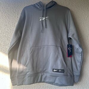 Reebok Quantam Fleece Lined Poly Hoodie Medium Gray Med NWT